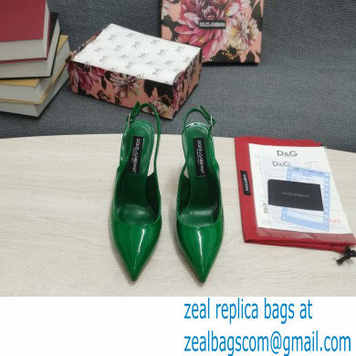 Dolce  &  Gabbana Heel 10.5cm Slingbacks Patent Green with DG Heel 2022